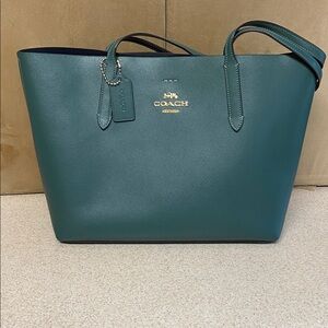 Coach Teal Leather Tote Bag